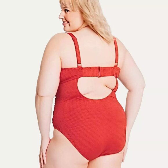 RHODE x Target Embossed Dot Ruffle One-Piece Swimsuit Size 2X | Medium Coverage - Picture 2 of 6